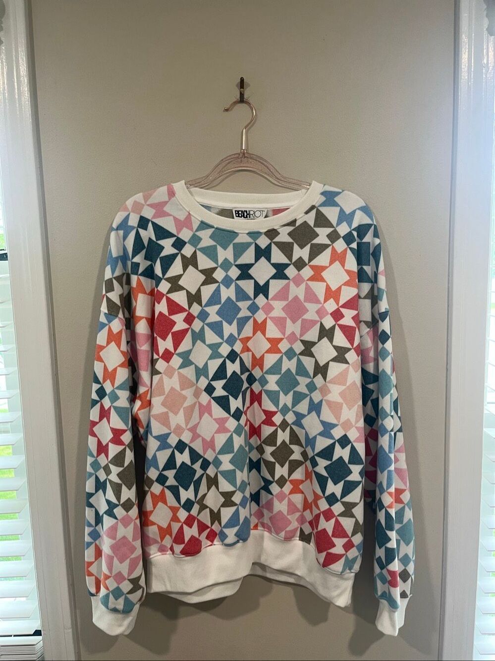 BEACH RIOT Anthropologie Quilt Pattern Pullover XL